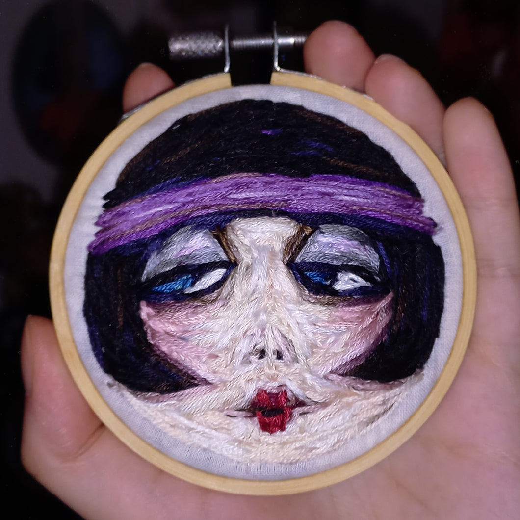 Flapper Face Embroidered Wall Hoop
